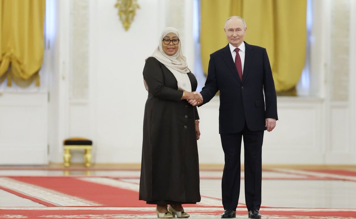 mfa_russia's tweet photo. 🇷🇺🇹🇿 On June 3, President #Putin &amp; @SuluhuSamia held talks in Moscow:

💬 In 2026, we will mark 65 years since the establishment of #RussiaTanzania diplomatic relations.

On the international stage, we cooperate closely &amp; intensively.

Welcome to #Russia!

https://t.co/8HCjK4c0Ns https://t.co/mKWOdz9Jvq
