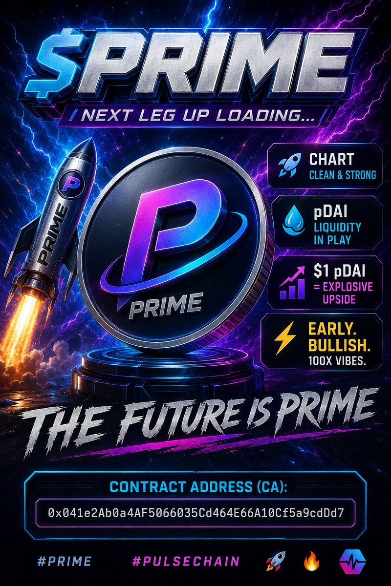 abdurkarim9095's tweet photo. 🚀 $PRIME chart looks clean, strong, and ready for the next leg up.
With pDAI liquidity in play, a $1 pDAI could make #PRIME's upside truly explosive.
⚡ Early. Bullish. 100x vibes.

CA:
0x041e2Ab0a4AF5066035Cd464E66A10Cf5a9cdDd7
#PRIME #PulseChain 🚀🔥 https://t.co/UsLb8LNUVD