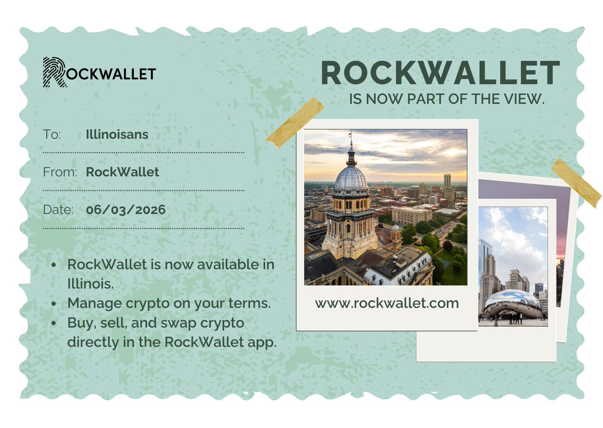 rockwallet's tweet photo. 🏛️ Illinois, you’re live. RockWallet is now available across the State, delivering a non-custodial crypto wallet built for seamless access to your favourite cryptos. 

🫵 Full control 
📲 Mobile-first experience 
🔑 Easy access to your crypto 

Ready when you are. More details here: https://t.co/T9kB5IJnsk