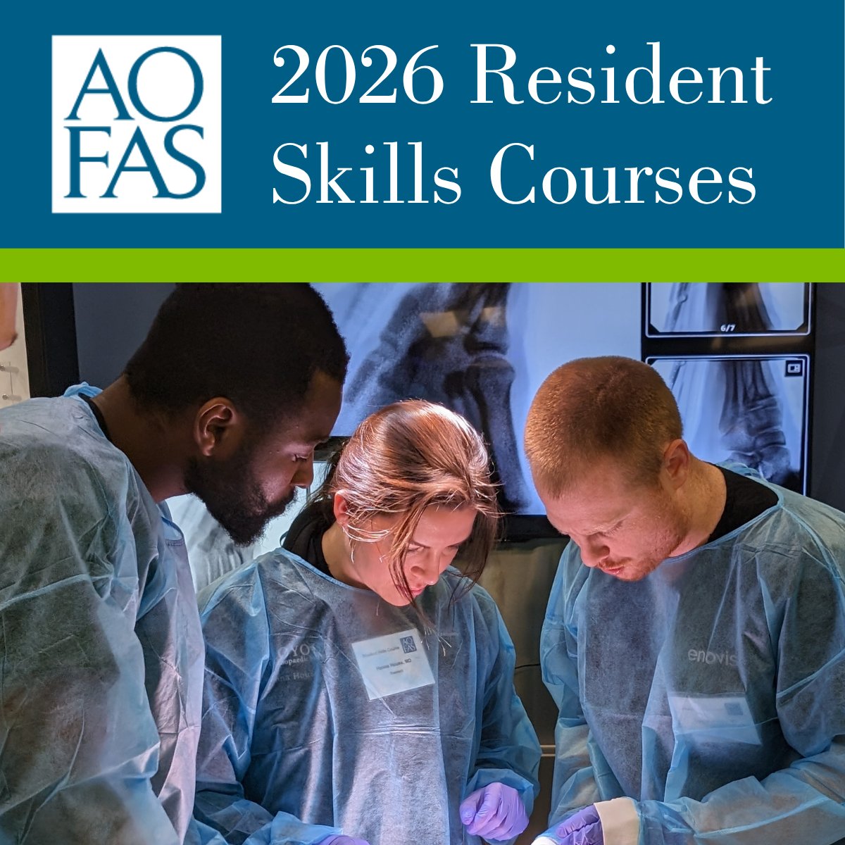 AOFAS's tweet photo. Calling all Orthopaedic Residents in PGY 1-3! Join us for a 2026 AOFAS Resident Skills Course where you’ll learn from leaders in orthopaedic foot and ankle surgery and gain hands-on, cadaveric experience with foot &amp; ankle procedures.

View the schedule: https://t.co/9uiGr4ClEk https://t.co/ncbs2PzQzw