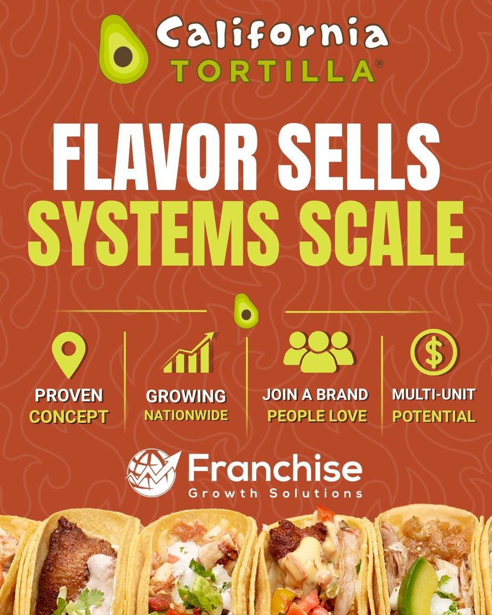 BizAdvisor's tweet photo. Flavor sells. Systems scale. 🌯
California Tortilla combines a proven fast-casual concept, loyal customers, and strong growth potential for entrepreneurs seeking franchise ownership.
Ready to explore the opportunity?
📩 info@frangrow.com
#CaliforniaTortilla #FranchiseOpportunity https://t.co/4L9O7Dm82j