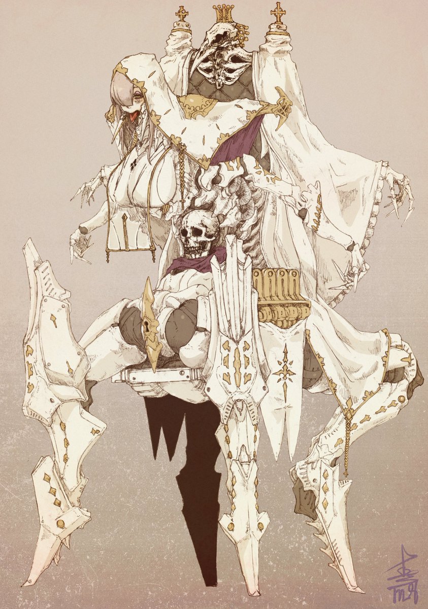 megrim_haruyo's tweet photo. skeb案件、依頼者様OCの巨大図書館の司書アンドロイド（機動椅子に座っている）……のネクロテック化でした。また好き放題にやってしまった…… https://t.co/lJXqjm5IXZ