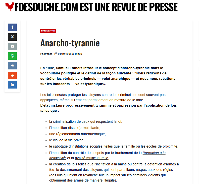 FreeGhost87331's tweet photo. @french_report78 ANARCHO-TYRANNIE
Situation où l’État ne parvient pas à maintenir l’ordre et à faire respecter les lois de manière équitable, laissant prospérer l’anarchie pour certains tout en imposant des règles strictes et répressives pour d’autres. https://t.co/4u5ZqoZ23E https://t.co/C89VBmsfDX