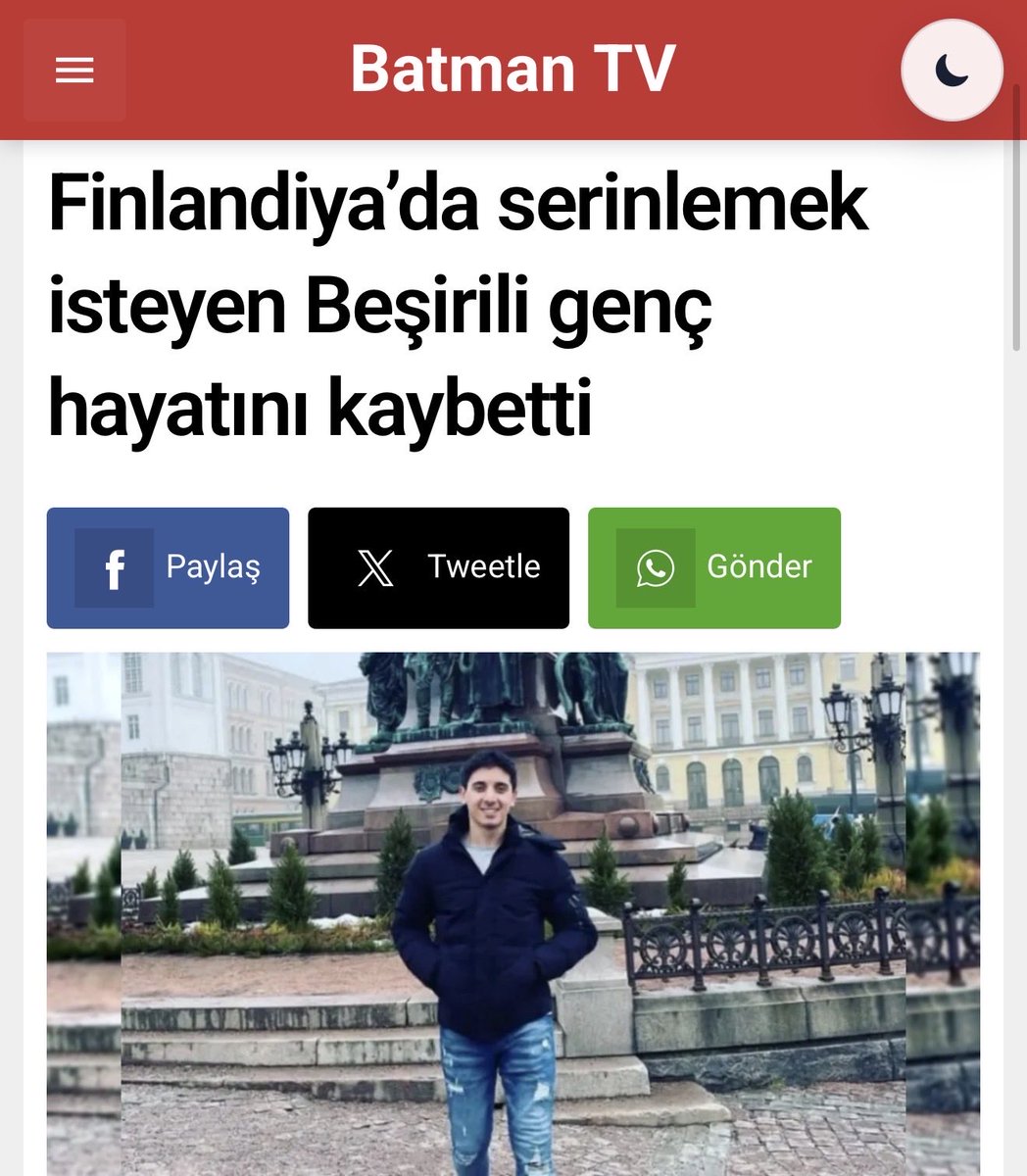 batmanntv's tweet photo. Batman’ın Beşiri ilçesinden çalışmak üzere Finlandiya’ya giden Veysel Dalgıç’tan acı haber geldi. Sıcak havadan dolayı serinlemek için Finlandiya’daki bir gölete giren genç, kısa süre sonra suda kayboldu. https://t.co/ewwz4zdmVZ