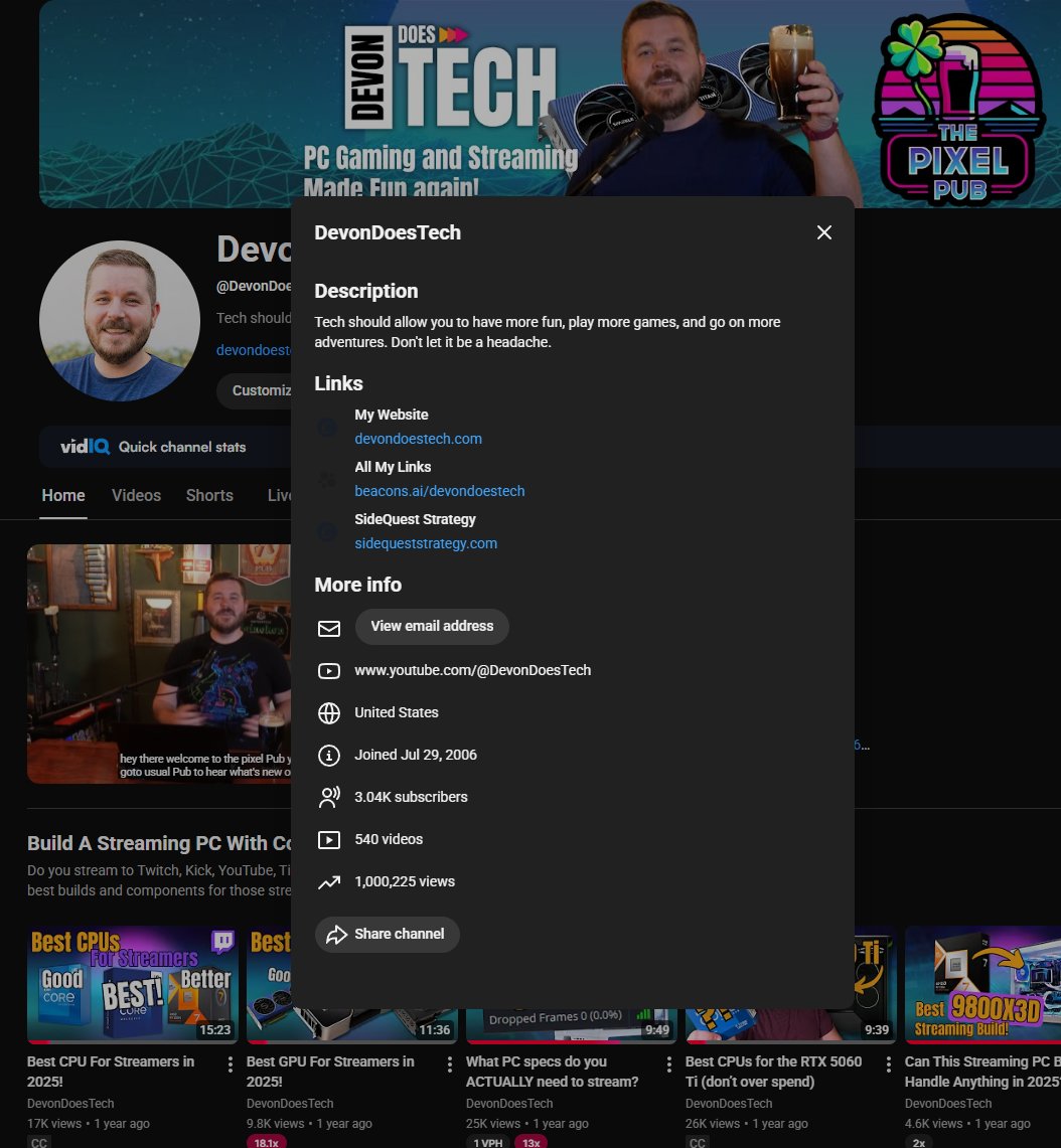 DevonDoesTech's tweet photo. Officially crossed the 1 million public views mark on YouTube. Appreciate every single person that's watched a video. Cheers! 🍻 https://t.co/xdLzgnpeg2