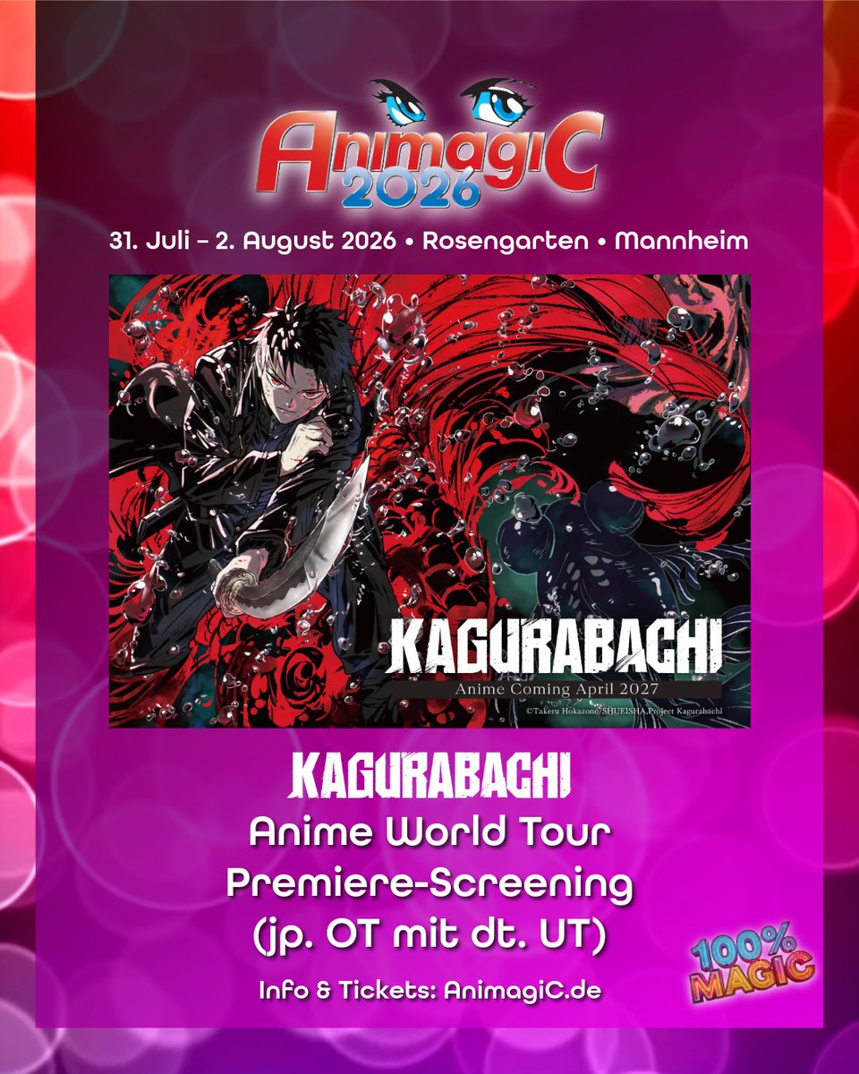 AnimagiC_de's tweet photo. “Kagurabachi” Anime World Tour – Premiere-Screening @ #AnimagiC26

🎙️Jp. Originalton mit dt. UT
 🕥SA, 1. August, 22:30 Uhr (Mozartsaal)

Feier die ersten 20 Minuten von Episode 1 mit uns!

ℹ️Mehr auf https://t.co/VmiRkIirbh &amp; @kb_anime_en!
#Kagurabachi #BachiAnime https://t.co/BQf8ohaYw0