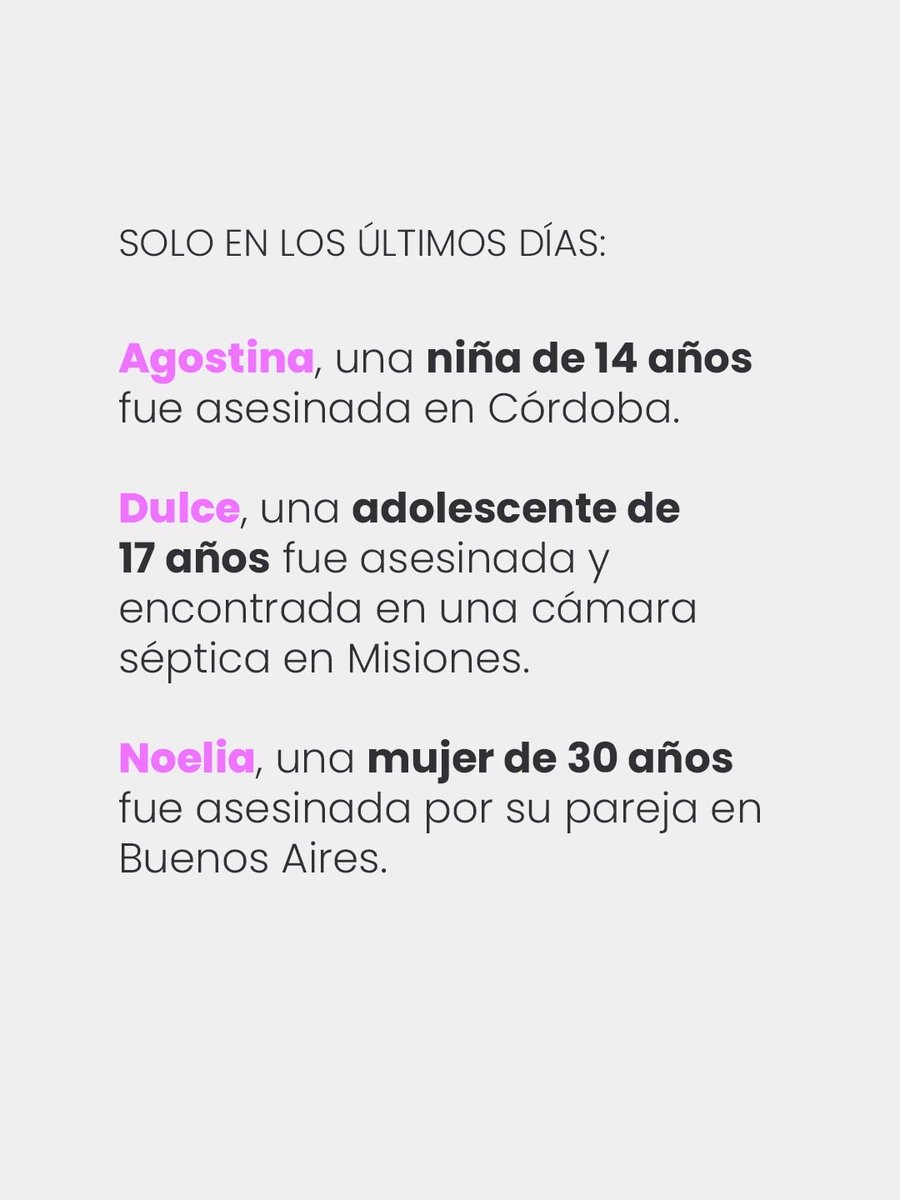 giselmahmud's tweet photo. Por Agostina. Por Dulce. Por Noelia.
Por todas! Nos vemos en las calles. ✊🏻💜

👉 En Santa Fe nos encontramos a las 16.30hs en la Muni (Salta y 1ero de Mayo). https://t.co/0e6vM0u2CQ