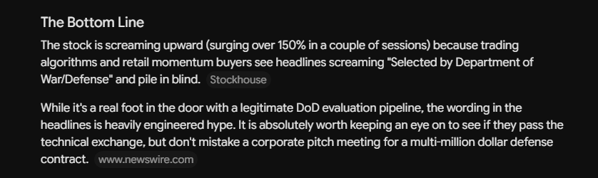 jslamat's tweet photo. Here's @GeminiApp's take on $LASE ... much agreed...  So lower if this is all just hype... or 🚀🌙 if the idea of using lasers to shoot down drones really becomes a reality... 

https://t.co/Y4VETbRHAm https://t.co/vdVkIJxoKV
