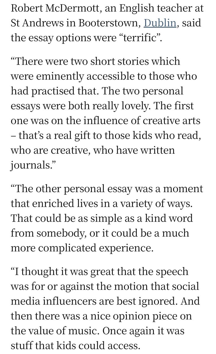ciaraquill's tweet photo. As a parent of a Leaving Cert student, Jen Hogan is now part of @IrishTimes blanket coverage of the exams. 🙄
She wrote 2 articles interviewing this English teacher at a private school in leafy SoCoDu. Is he a “subject expert” this year?🤔 
No sign of @IOE_Dublin (yet!) #edchatie https://t.co/oT90VWkHLK