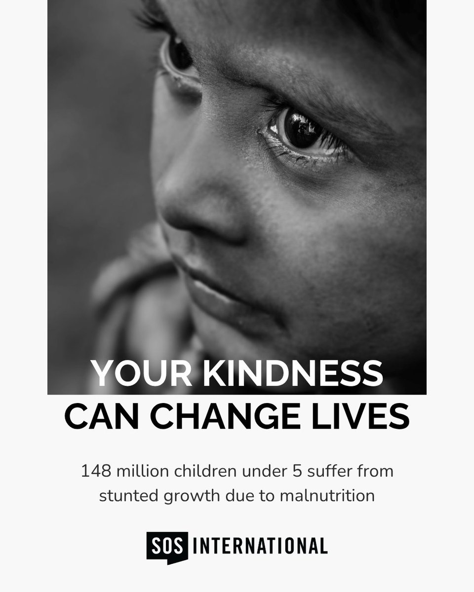 SOSresponds's tweet photo. 148 million children under 5 suffer from stunted growth due to malnutrition. No child’s future should be stolen by hunger. Just $10 a month can feed an at-risk child. https://t.co/pm6aJptQrU