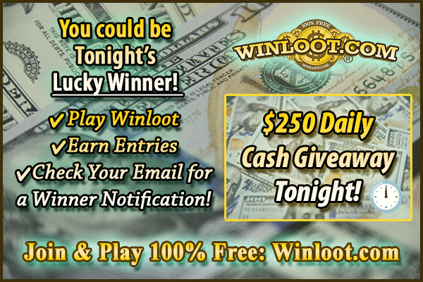 Winloot's tweet photo. Someone is definitely going to #win our $250 Daily Cash Prize tonight!🏆💸🕛

✔️Play Winloot: https://t.co/T7Tz16ROst
✔️Earn Entries!
✔️Check your email!
💯100% FREE!🆓 https://t.co/ksZToeUDXT