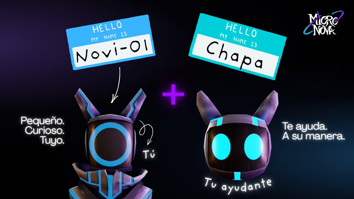 MicroNovaGame's tweet photo. Conoce a los protagonistas de Micronova. Novi-01, el explorador. Chapa, su companion. 💜
Un universo microscópico les espera. ✨
#Micronova #IndieGame #ComingSoon https://t.co/pXvd0DSxuR
