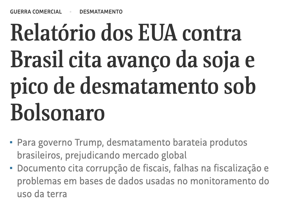 jeferson's tweet photo. A CULPA NÃO É SÓ DO FILHO. É DO PAI TAMBÉM!

O governo Trump decidiu usar como base para impor as tarifas pedidas por Flavio os dados de desmatamento no auge do governo de Jair Bolsonaro.

Essa família é uma maldição que caiu sobre o Brasil! https://t.co/OR5yMfWiEN