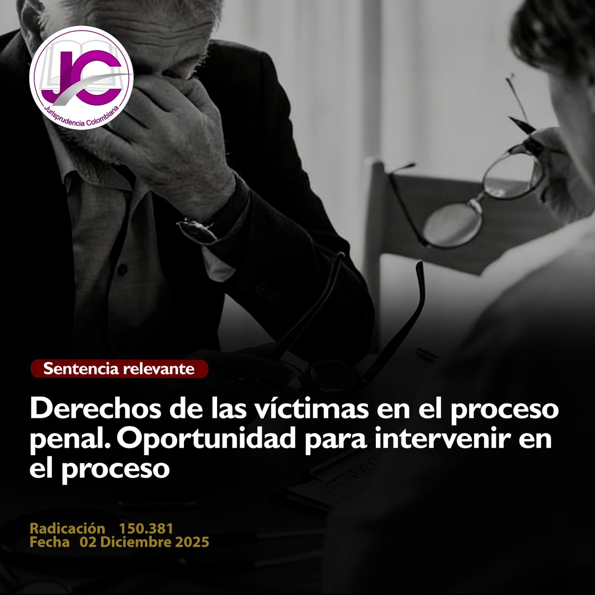 JurisprudenCol's tweet photo. DERECHOS DE LAS VÍCTIMAS EN EL PROCESO PENAL. OPORTUNIDAD PARA INTERVENIR EN EL PROCESO

El problema jurídico central de esta providencia surge de la presunta vulneración de los derechos fundamentales al debido proceso y al acceso a la administración de justicia de un ciudadano que, habiendo sido identificado como víctima en un proceso por fraude a resolución judicial, fue excluido de la actuación procesal. Los hechos se sintetizan en la omisión del Juzgado Promiscuo del Circuito de San Pedro de los Milagros de emitir un pronunciamiento motivado sobre el reconocimiento de la calidad de víctima del accionante, quien sufrió un daño derivado del incumplimiento de una condena previa por el homicidio de su hijo. Esta falencia procedimental impidió al afectado intervenir en la audiencia de lectura de fallo y ejercer los recursos de ley contra la sentencia condenatoria proferida tras un allanamiento a cargos.

La Sala de Casación Penal desarrolla el concepto de víctima con fundamento en el artículo 132 de la Ley 906 de 2004, precisando que esta condición se predica de toda persona que haya sufrido un daño real, concreto y determinado como consecuencia del injusto, con independencia del tipo penal investigado. Al invocar la sentencia C-209 de 2007, la Corte resalta que las víctimas son intervinientes especiales con derecho a participar en todas las etapas del proceso para garantizar sus prerrogativas a la verdad, la justicia y la reparación integral. Bajo este marco, la providencia aclara que no es indispensable un reconocimiento único del juez de conocimiento, pues el derecho de intervención nace desde la fase de indagación si se acredita sumariamente la calidad de perjudicado, conforme a lo dispuesto en los artículos 11, 136 y 137 del Código de Procedimiento Penal.

En el análisis del procedimiento de allanamiento a cargos, la Corte identifica un defecto procedimental derivado de la falta de respuesta a la solicitud verbal de la víctima durante la audiencia de verificación, lo que vició la validez del trámite. La sentencia enfatiza que el derecho a obtener justicia permite a las víctimas controvertir la dosificación punitiva y la concesión de subrogados a través de recursos ordinarios, dada la estrecha relación de estos con la legalidad de la sanción (sentencia C-473/2016). En el caso concreto, la intervención del actor era procesalmente necesaria para informar sobre antecedentes penales del acusado que fueron omitidos por la Fiscalía y el Juzgado, afectando la correcta individualización de la pena y la eficacia del acto de aceptación de cargos.

Finalmente, la providencia resuelve confirmar el amparo constitucional y ordena al juzgado accionado resolver de manera motivada la solicitud de reconocimiento de la víctima, garantizando su derecho de postulación como vertiente del debido proceso. Adicionalmente, el fallo realiza una precisión sobre el artículo 11 del Código de Procedimiento Penal, que impone al Estado el deber de brindar un «trato humano y digno» a las víctimas. La Corte Suprema de Justicia exhorta a la autoridad judicial de instancia para que se abstenga de utilizar calificativos irrespetuosos (como atribuir un "delirio de persecución" al afectado), recordando que el ejercicio del derecho a reclamar justicia no puede ser motivo de descalificación institucional ni de afectación a la dignidad personal.

Portal de actualización Jurisprudencial. Solicita tu suscripción aquí 👉https://t.co/jUGw4X9qS2