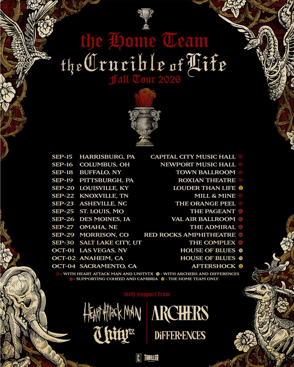 SOTSPodcast's tweet photo. The Home Team have announced The Crucible of Life Tour with support from Heart Attack Man, UnityTX, Archers, and Differences! https://t.co/5nnrweMDzV