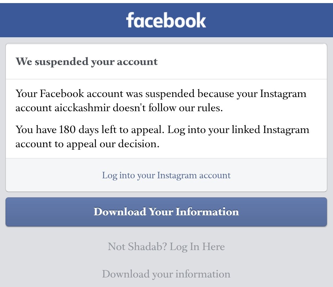 ShadabPeerzada's tweet photo. @Meta is suspending accounts. My @instagram
as well as @facebook are suspended by Meta, despite my accounts are fully verified and secure.
Either the algorithm is full of bugs or Meta is gone rogue.
If my account is not restored, I will boycott @Meta
#boycottMeta https://t.co/kd1uR49rFI