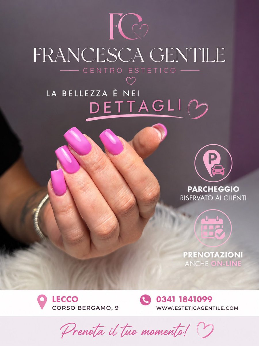AlanLanfry's tweet photo. ✨ Le tue mani parlano di te… falle brillare. ✨

Prenota online in pochi secondi, senza anticipo!

📍 Centro Estetico Francesca Gentile – Lecco
🌐 https://t.co/knmekK7Xb8
📞 0341 1841099

#FrancescaGentileLecco #CentroEsteticoLecco #UnghieLecco #BellezzaLecco #PrenotaOnline https://t.co/jkQ0tfsEsr