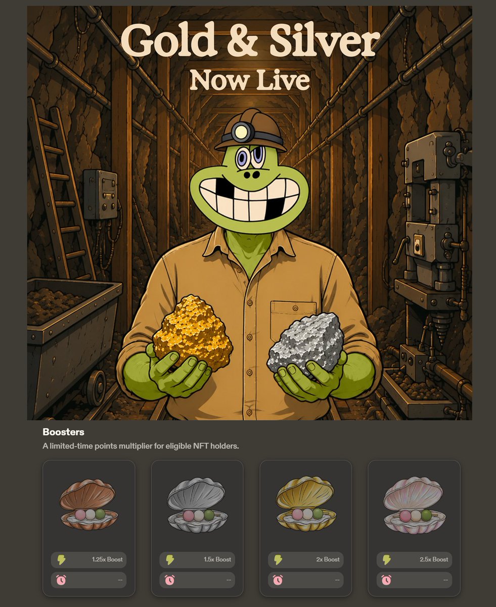 YanekWeb3's tweet photo. 📢 Gold and Silver are now LIVE on @dango + new NFT Boost Multipliers 🍡

The first real-world assets (RWAs) have officially landed on Dango, bringing Gold and Silver markets that both qualify for boosted points. Oil goes live on Friday, adding another RWA market to the lineup.

🎁 Every $25K in trading volume unlocks a loot box with a chance to receive an NFT boost of up to 2.5x.

❗️ Still not on Dango? Check the quoted post below and start early! 👇