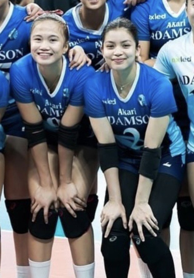 NiturAdamson's tweet photo. Falcons' Season 86 duo are now Cool Smashers 🩷🩵 

@lalongisip_mrb @barbie_jamili 🥺🫶

#PVLDraft #PVL2026 https://t.co/JGxPCcOR1G