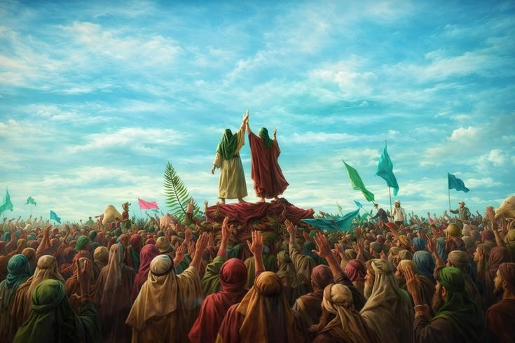 zehra_wz's tweet photo. پیغمبر اسلام صلی اللہ علیہ و آلہ و سلم اپنی جگہ سے اٹھے، امیر المومنین علی ابن ابی طالب علیہ السلام کو اٹھایا اور لوگوں کے سامنے ہاتھوں پر اٹھاکر کہا: 

«من كنت مولاه فهذا على مولاه، اللهم وال من والاه و عاد من عاداه».

#TheGreatNews https://t.co/HHwMsyljgY