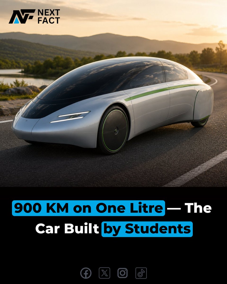 NextFact_real's tweet photo. Students reportedly built a car that can travel up to 900 km on just 1 litre of fuel, showcasing remarkable innovation in fuel efficiency and sustainable transportation.

#NextFact #Innovation #FuelEfficiency #Engineering #Students #Sustainability #GreenTech https://t.co/FHrn0NkHk5