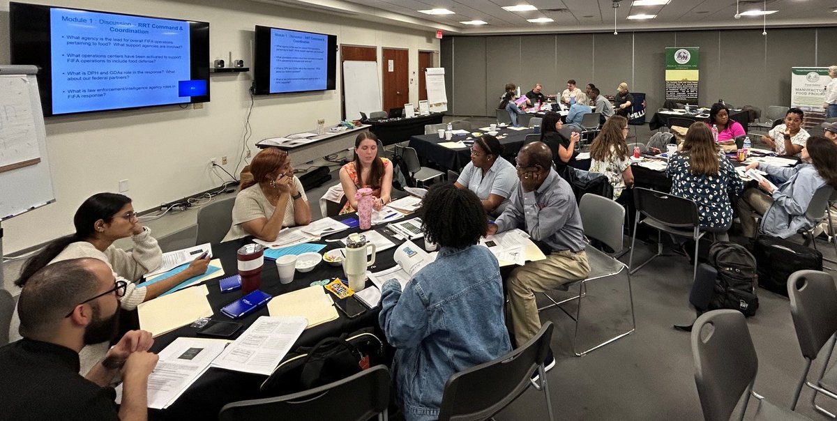 GaDeptAg's tweet photo. Our Emergency Management and @GDAFoodSafety  teams are preparing for FIFA events coming to Atlanta later this month!

Recently, they hosted a tabletop exercise alongside several state partners, including the @GaDPH, @GBI_GA, and the @PoisonCenterGA.

This collaborative training helped strengthen our FIFA food defense preparedness efforts in the event of a foodborne outbreak. We had excellent participation and appreciate everyone who contributed to the success of the exercise.