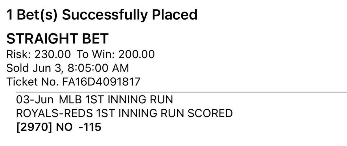 jaredsmithbets's tweet photo. NRFI #28 🚨
Royals/Reds NRFI (-115)
Season record: 16-11 (59%)
@BetalyticsInc https://t.co/6K8mT8QlXz