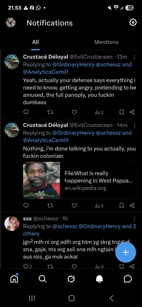HenryPlayz11's tweet photo. @EvilCrustacean @OrdinaryHenry @schessz @AnalyticaCamil1 You’re the one cursing at me 😹 Can’t even explain yourself, just sending long files (youre not the first). Can’t handle that my Papuan friends don’t like that group. Aight, my bad. For a ragebait account, you’re really bad at this. https://t.co/P2zH46hbqr
