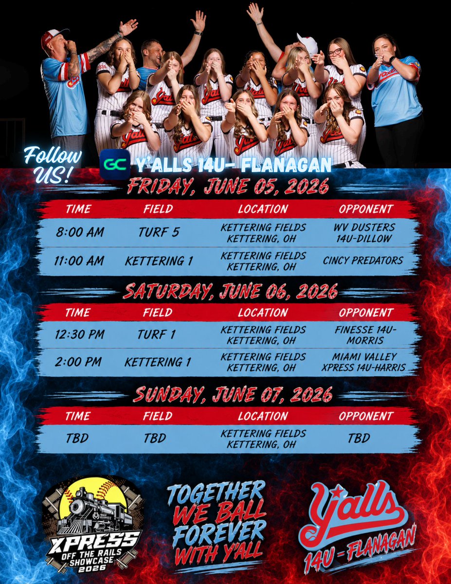AhriyiaB's tweet photo. @AhriyiaB THIS WEEKEND Schedule Drop for Uncle Charlies Xpress Off the Rails Showcase Dayton, OH 
@YAthletesF @MerlG_Official @ExtraInningSB @DiamondAddicts @ccprospects23 @PrepSoftball @ASBx2018 @DfwSho @nlevelsports @commit2HBCU @98MVXpress @fastpitchwatch @recruitmeSB https://t.co/LE4eNOE3T7