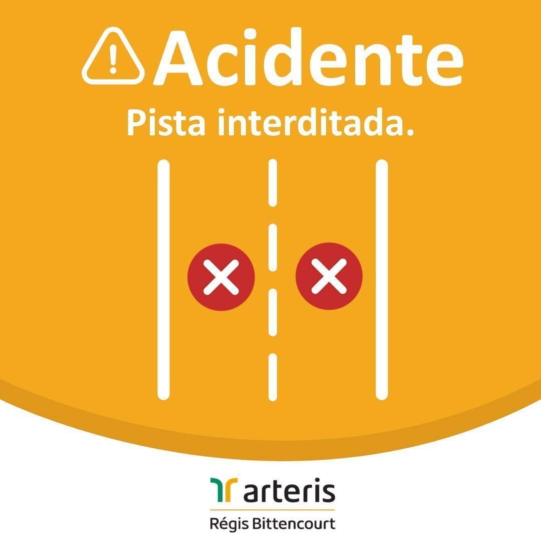 Arteris_ARB's tweet photo. ⚠️Atenção!⚠️

Acidente no km 356,2 da BR-116/SP em Miracatu/SP interdita a pista sentido Curitiba.

🚗Fila de 1 quilômetro.

Equipes da concessionária atuam no atendimento e na liberação da via. https://t.co/8sT4RZBpTT