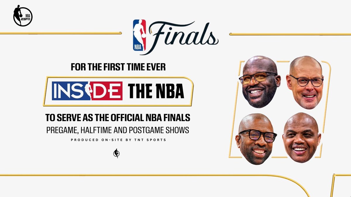 ESPNPR's tweet photo. Starting Wednesday, for the 1st time ever, 'Inside the NBA' serves as the official #NBAFinals pregame, halftime &amp; postgame shows

🏀 7-8p ET | ESPN
🏀 8-8:30p ET | ABC
🏀 Postgame | ESPN https://t.co/UkF1DQ5xg3