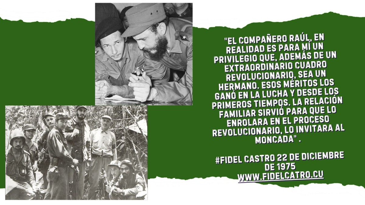 FSoldadodeIdeas's tweet photo. #FidelCastro expresó: "el compañero Raúl, en realidad es para mí un privilegio que, además de un extraordinario cuadro revolucionario, sea un hermano. Esos méritos los ganó en la lucha y desde los primeros tiempos. " . 

https://t.co/tmKApfuF0Q
#100AñosConFidel #FidelCastro https://t.co/4YnsXeNwdl
