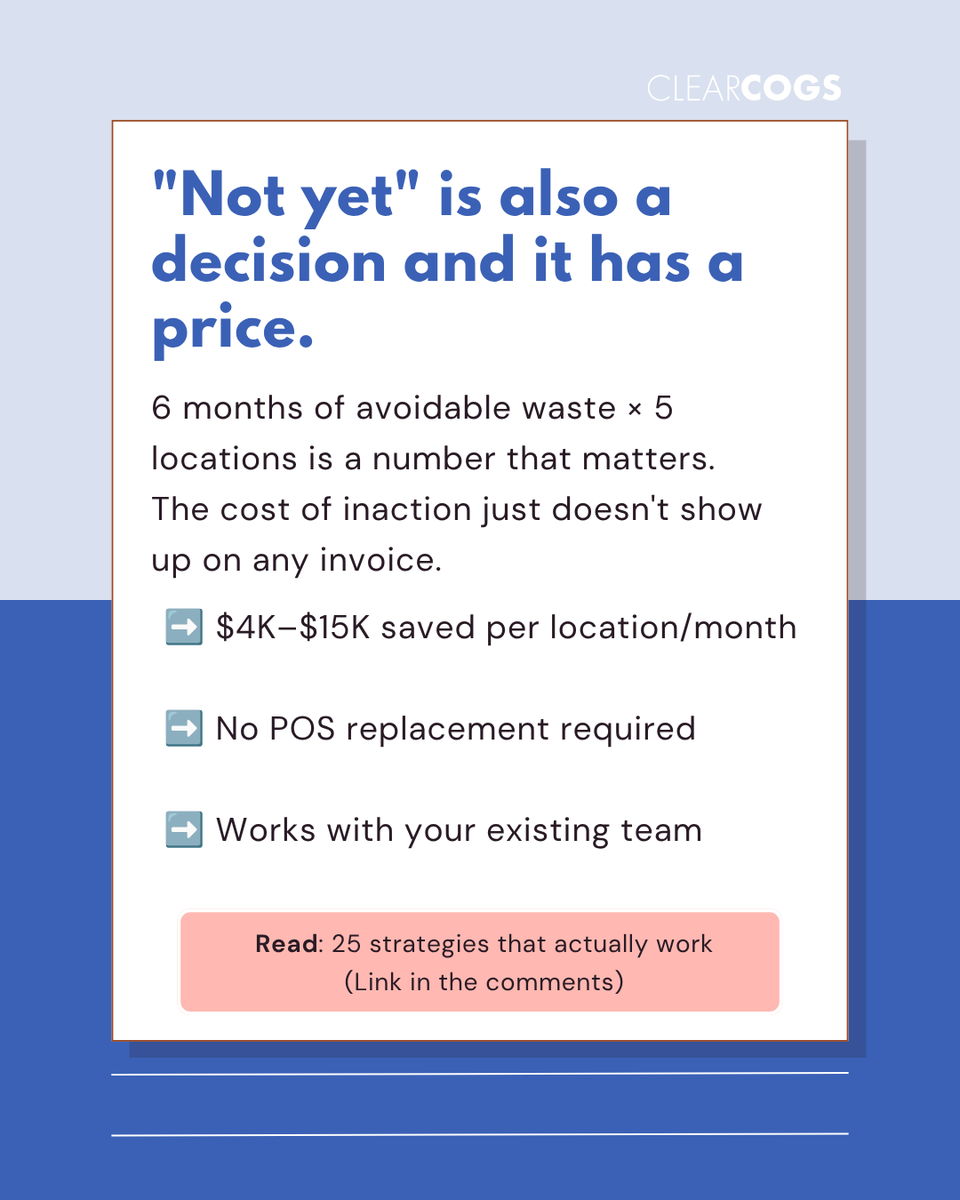 ClearCogs's tweet photo. A full restaurant is not always a profitable one. The best operators are not just driving traffic, they are tracking food cost, labor variance, and waste before margin disappears. 

Swipe through 4 things the smartest multi unit operators understand about cost → https://t.co/XawgfCzuV0