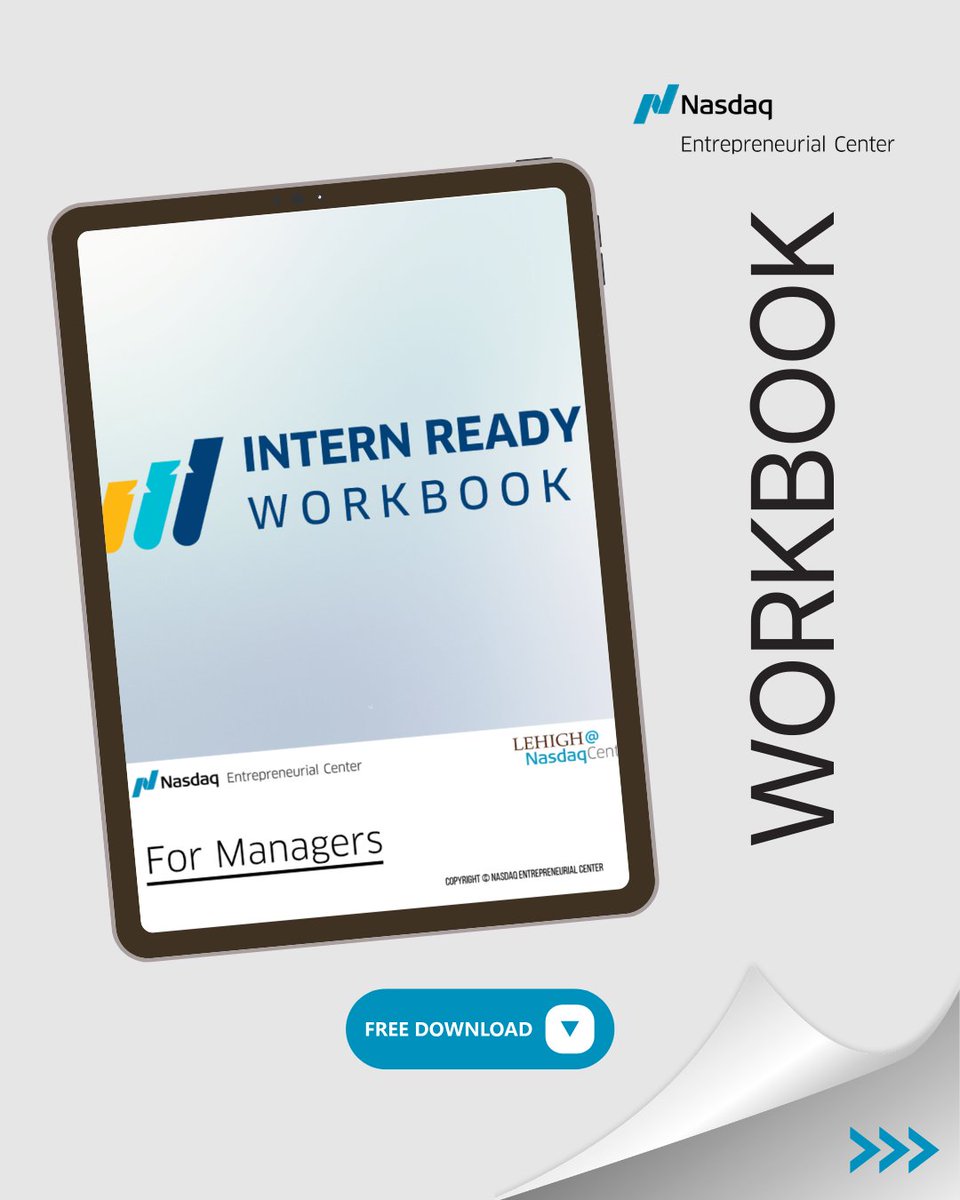 nasdaqcenter's tweet photo. Happy #WorkbookWednesday 📖 Our Intern Ready Workbook for Managers is built around a simple idea: you're probably already doing a lot of this right. This workbook helps you codify it. Grab your copy today. Did we mention that it's free?

https://t.co/oQnY6fMfF2 https://t.co/8tiT2o0lLG