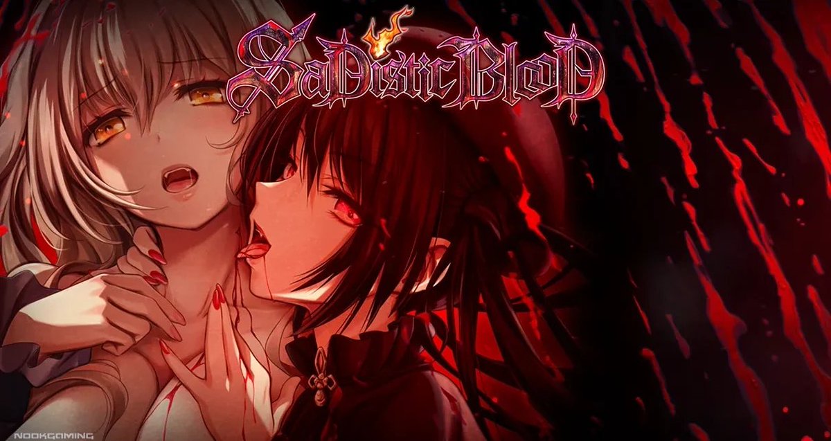 NookSite's tweet photo. 🧛‍♀️SaDistic BlooD by BlackCyc/@jastusa is a delightfully bloody vampire #visualnovel with a complex web of choices and *tons* of endings

📚With thanks to @AzraelisPresent for stepping in as guest writer, here's our walkthrough/guide:  https://t.co/tB04SSffnE https://t.co/r7pITbhPGG
