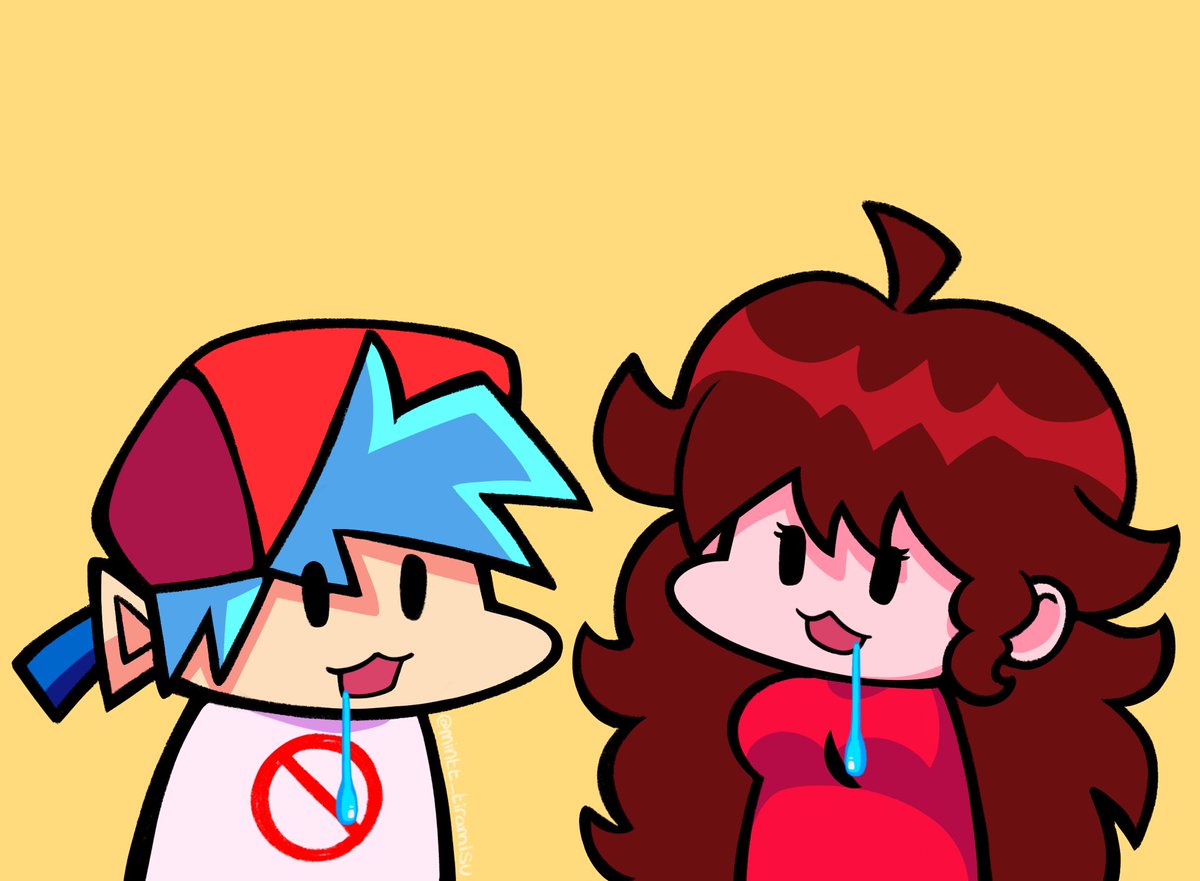 mintt_tiramisu's tweet photo. boyfriend and girlfriend but drooling cat meme :p #FridayNightFunkin #FNF #art https://t.co/T5btRQQfbJ