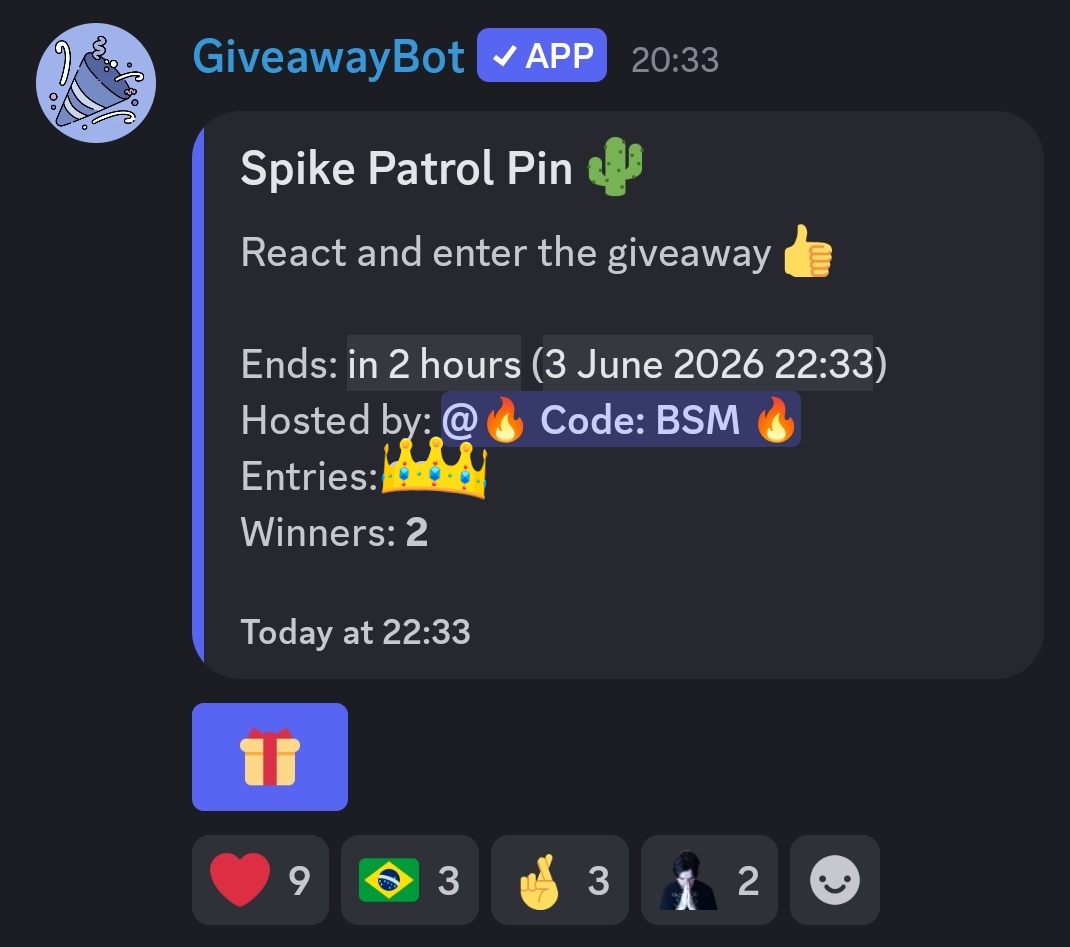 code_bsm's tweet photo. Last Spike Patrol Pin giveaway has started on my Discord Server - https://t.co/yVBXjcEkLj

#BrawlStars #GiftedBySupercell #SupercellPartner https://t.co/A2odKqEXB4