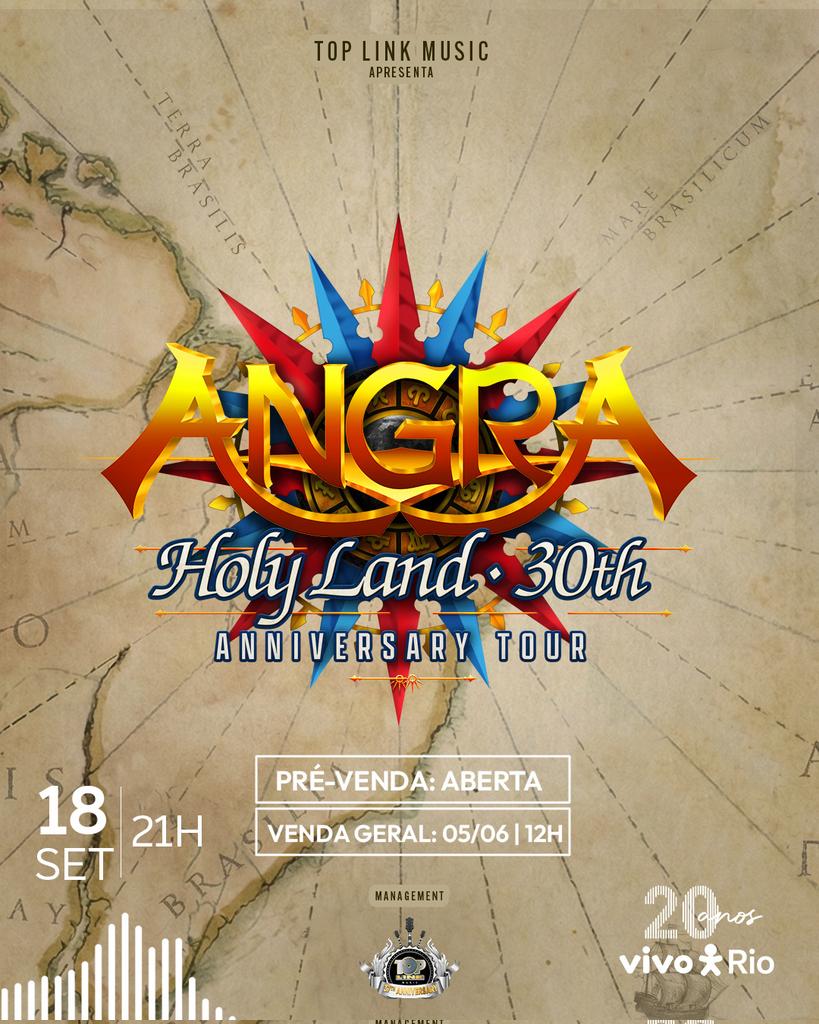 angraofficial's tweet photo. 🇧🇷 Rio de Janeiro, acabou a espera! A turnê de 30 anos de “Holy Land” chega na capital fluminense no dia 18 de setembro, no @vivoriorj para celebrar o legado desse álbum tão marcante para nossa história e para o metal brasileiro. Queremos todos vocês lá! https://t.co/ztevBvFgMi
