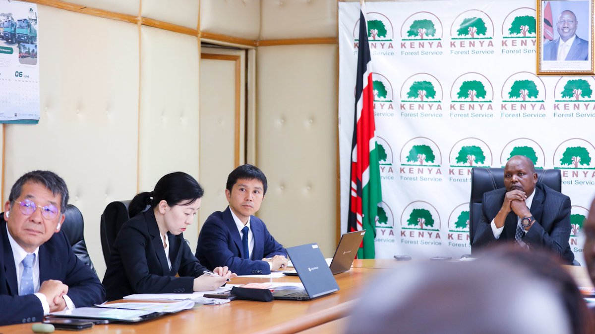 KeForestService's tweet photo. CCF Hosts JICA Delegation to Strengthen Forestry Partnership 

@CCF_Kenya, Mr. Alex Lemarkoko, today hosted a delegation from the Japan International Cooperation Agency (@jica_direct) led by Mr. Masaru Kurimoto at the Kenya Forest Service Headquarters in Karura, Nairobi, to discuss areas of mutual interest and strengthen collaboration in forestry development and climate resilience.

The meeting focused on the development of a proposed Technical Development Project aimed at promoting tree growing, agroforestry, seedling production, and capacity building for technical officers to enhance climate resilience among local communities.

The two teams emphasized the importance of partnerships in advancing sustainable forest management, landscape restoration, and climate action.

Speeaking at the meeting the CCF welcomed the partnership noting that it presents an opportunity to strengthen technical capacity, improve seedling production, and support communities through sustainable agroforestry initiatives .

On his part Mr. Kurimoto said that JICA remains committed to supporting Kenya's forestry sector through initiatives that promote climate resilience, sustainable development, and community empowerment.

The discussions reaffirmed the strong collaboration between KFS and JICA in supporting Kenya's environmental conservation and tree-growing agenda.