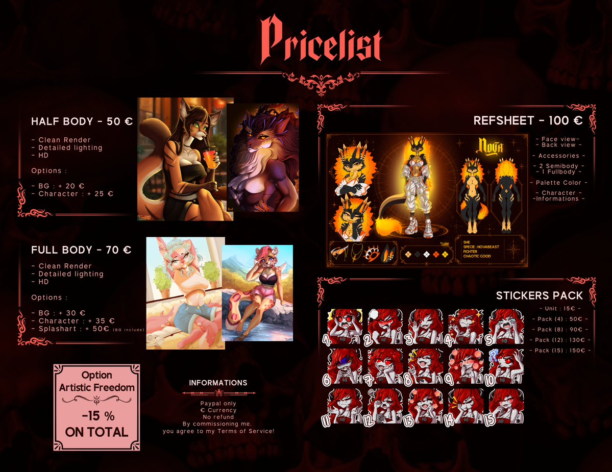 Emyliana_art's tweet photo. Heya guys !

It took me a little while, but my pricelist is ready to go, and my commissions are officially open! 🎉

You can check out my website here ! https://t.co/NUFpdmnbyA

If you have any questions, please don't hesitate to reach out. I'll be happy to help! 💖 https://t.co/yWAzoK9pXV