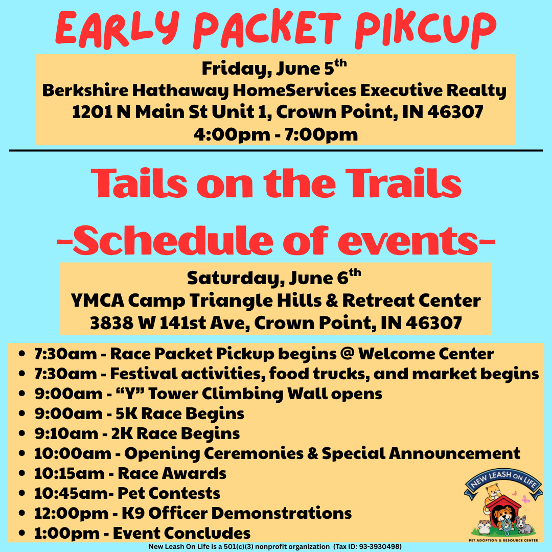 newleashcp's tweet photo. Tails on the Trails is this Saturday! https://t.co/HOTlaDnrhd