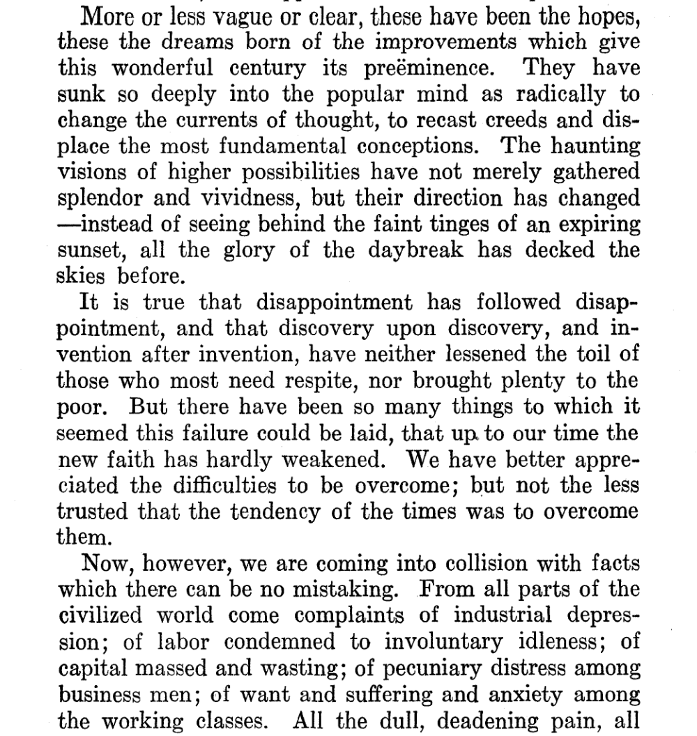 mayaofspring's tweet photo. "discovery upon discovery, and invention after invention, have neither lessened the toil of those who most need respite, nor brought plenty to the poor"

- the introduction to Progress and Poverty (1879) https://t.co/m6iBkbarnJ