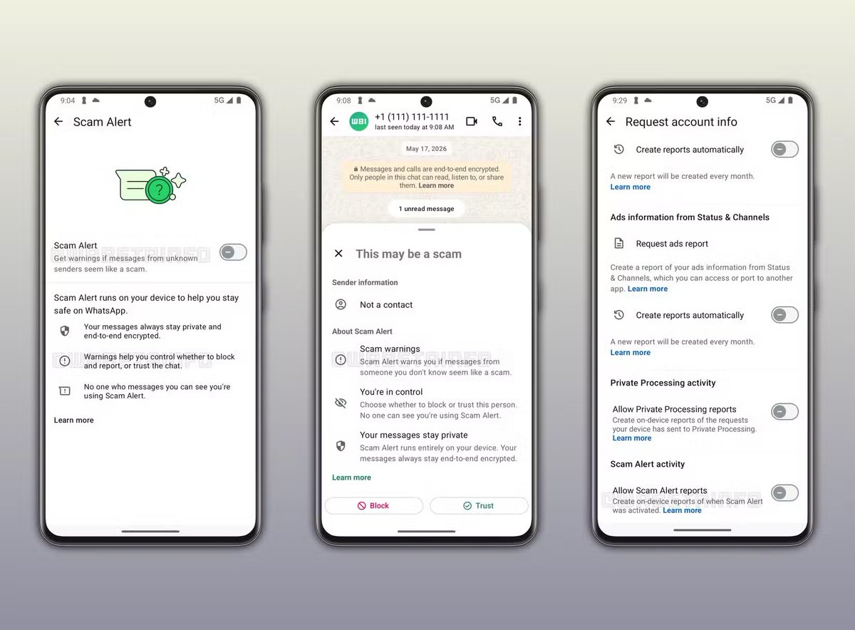 chedjoukm's tweet photo. La nouvelle fonctionnalité « Alerte arnaque » de WhatsApp vous avertit des messages suspects sans compromettre le chiffrement. https://t.co/gnMKcifWEO