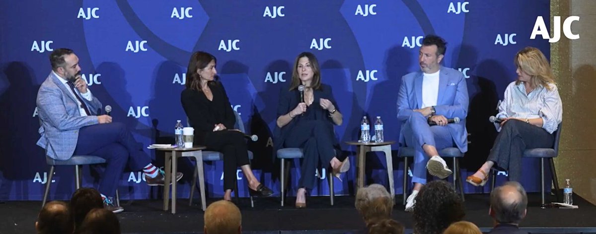 AJCGlobal's tweet photo. Antisemitism doesn’t just spread through extremist ideology or political rhetoric; it is often reinforced through culture.

In this powerful discussion at #AJCGloFo, Jewish entertainment professionals shared firsthand experiences from across the industry, shedding light on how antisemitic tropes, inaction, and double standards can surface in writers’ rooms, on set, in casting, and behind the scenes.

Thank you to panelists @BillyMann, @ProjInterchange alumnus Lori York of @RocNation, Jaime Denbo, and Deborah Marcus of @Paramount for breaking down how we can combat antisemitism in film, television, music, comedy, and social media, and how we can change the narrative before content becomes culture.
https://t.co/J3ozOtYNNQ