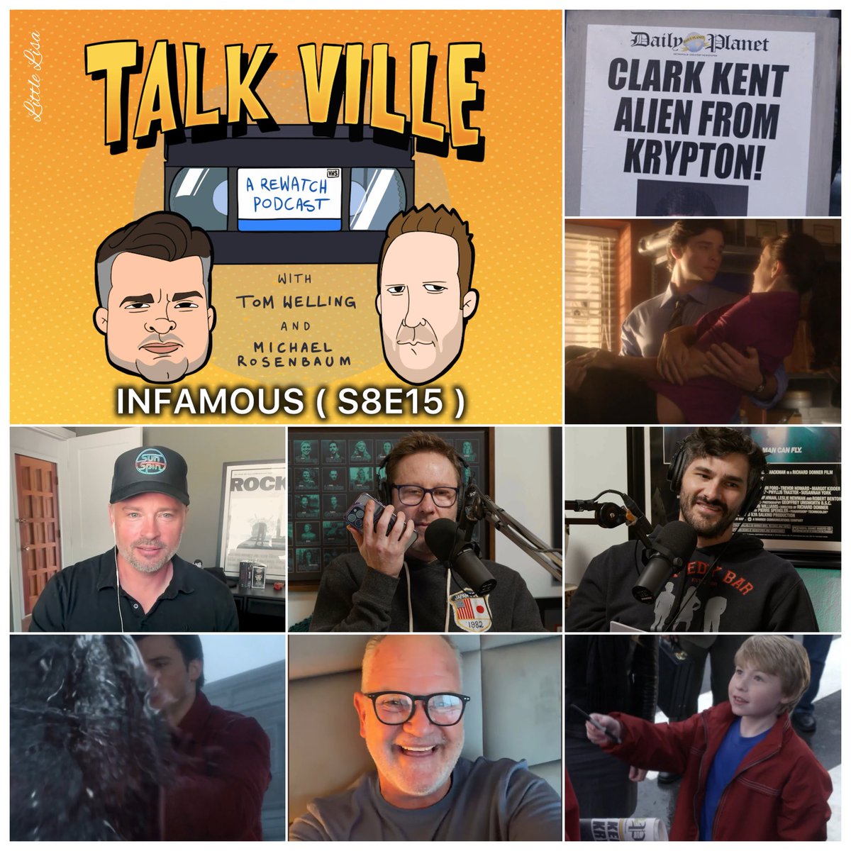 LittleLisa24's tweet photo. NEW EPISODE of @TalkVillePod with Tom Welling, @michaelrosenbum and @TellezRyan is now out 🧡 Special guest Glen Winter 🧡

Listen to INFAMOUS ( S8E15 ) available now on all podcast platforms and in video on YouTube. 
👉 https://t.co/JQucW5dSWZ
📺: https://t.co/h3XOoClW1b https://t.co/TTTEhCexIG