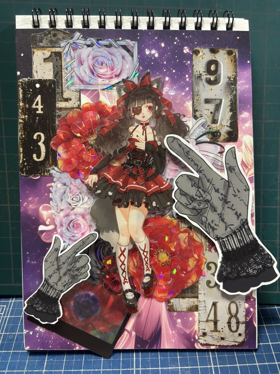 kagenyan2's tweet photo. 久しぶりのコラージュは
ちゃんみなさんの「TEST ME」を聞きながら✋
もう少しダークな感じにしようか迷ったけど、女の子が可愛すぎてキラキラお花で囲みたくなってしまった🥹✨

私にしては珍しく紙から台紙からはみ出してのコラージュ🤔
 #コラージュ
 #コラージュ好きな人と繋がりたい https://t.co/QSHpOUVpTn