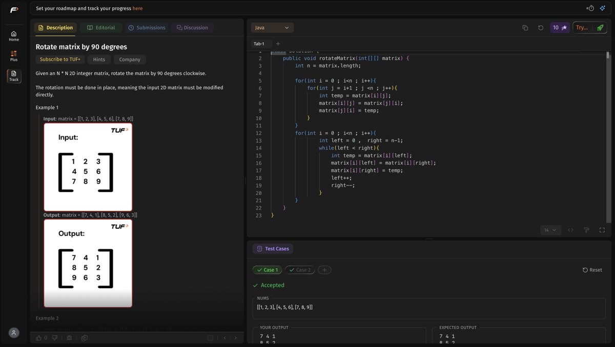 YuvrajS32364292's tweet photo. Day 3 of #SDESheetChallenge

 Solved: Rotate Matrix BY 90 degree

Let's goooooooo 

#DSA #CodingChallenge #LeetCode
@striver_79
@takeUforward_  #gramaltın https://t.co/vGfQQn0u9N