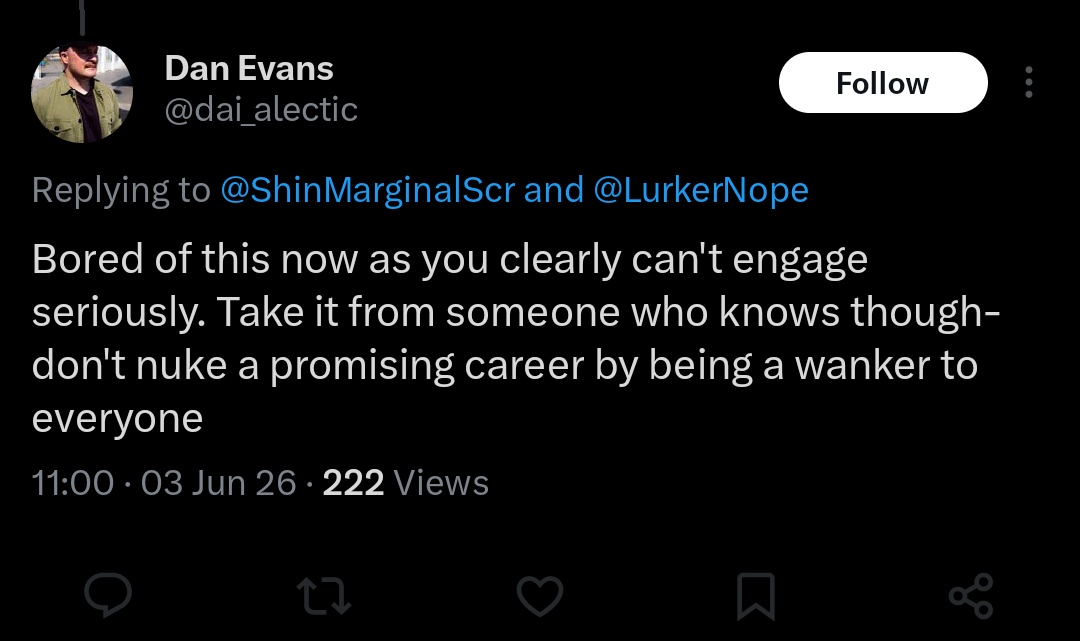 had a kind of whiplash reading this thread - is Dan Evans in denial ...