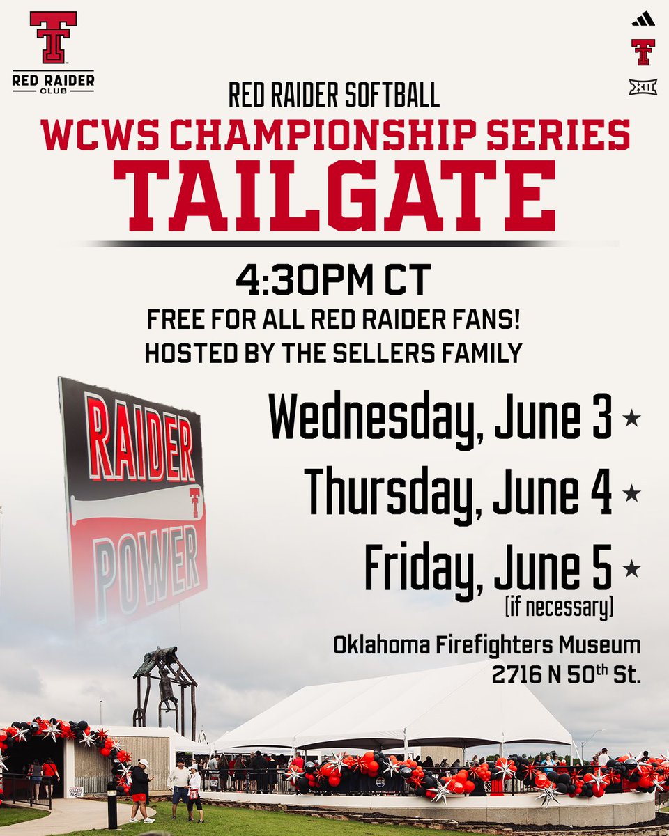TechAthletics's tweet photo. Got your pregame plans covered for all those in OKC 🎉

Thank you to the @RedRaiderClub and Sellers Family for making this possible! https://t.co/2itIaXicUZ