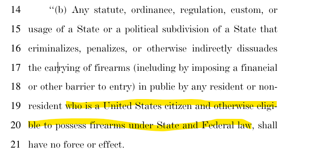 anotherryan00's tweet photo. @QueenMarkmyword @RepThomasMassie @RepShreve The Bill already contemplates that some people lost their right to carry a firearm: https://t.co/NpRfkt5AGA